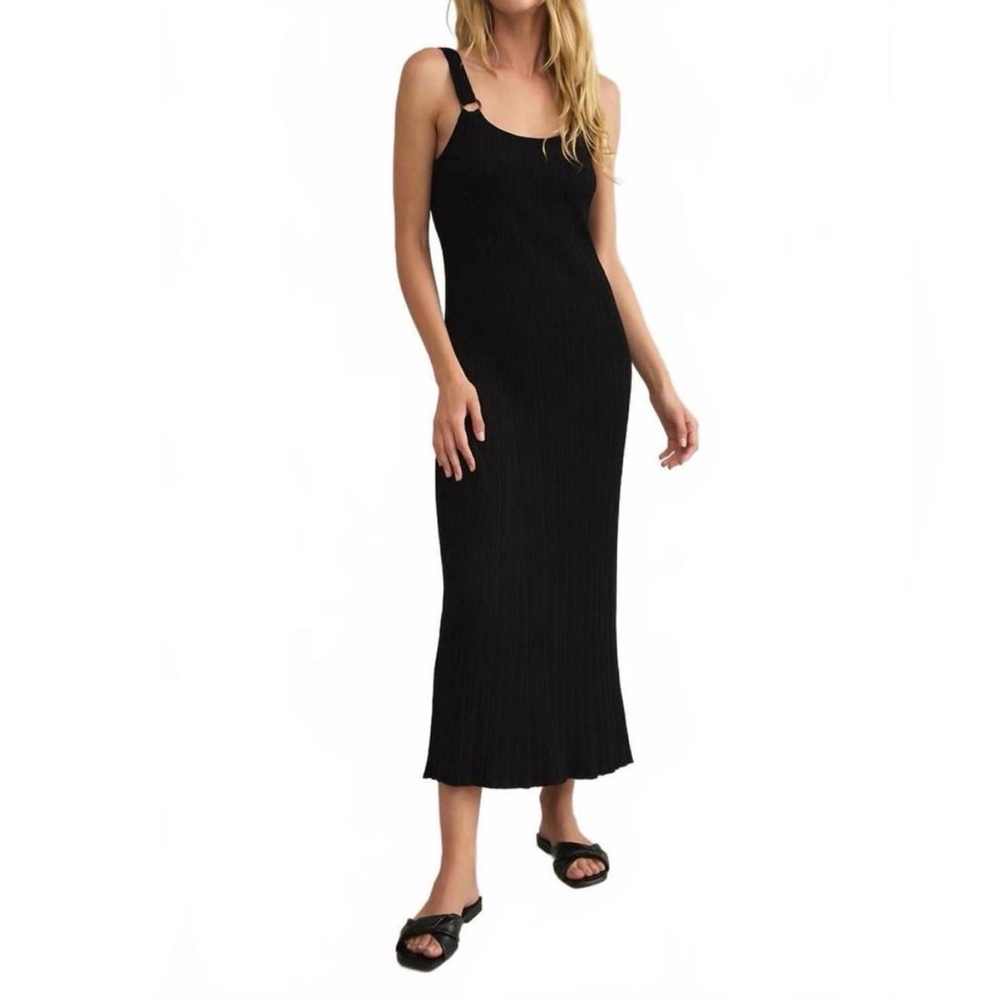 NWT | Z SUPPLY | SALINAS MIDI DRESS IN BLACK | SIZE: L - Picture 2 of 8